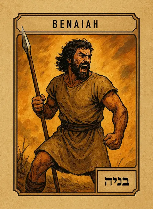 Benaiah son of Jehoiada, full-color illustration from David's Mighty Men
