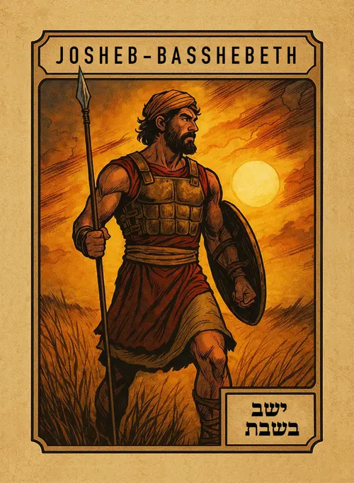 Josheb-Basshebeth, full-color illustration from David's Mighty Men