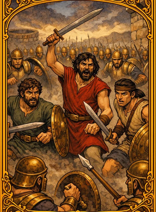 The Three break through the Philistine camp to the well of Bethlehem